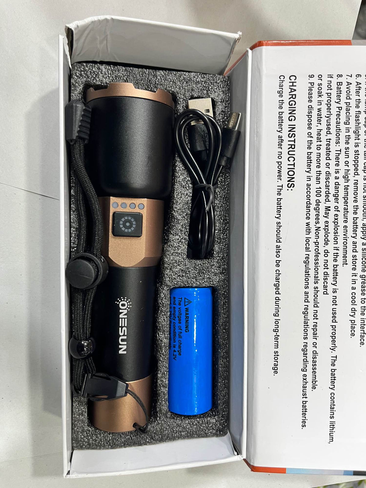 ONESUN 50W Strong Flashlight – Powerful LED Rechargeable Torch