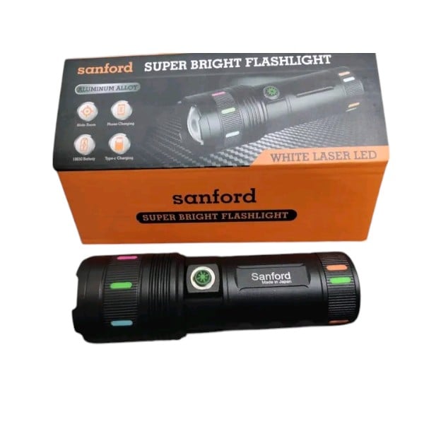 Sanford Super Bright Flashlight 40000mAh – White Laser LED Rechargeable Torch