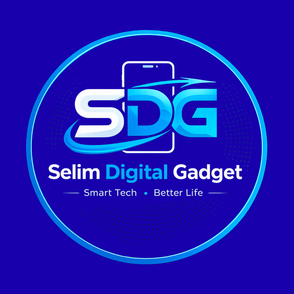 'SDG' with a smartphone icon and the words 'Selim Digital Gadget' and 'Smart Tech • Better Life'.