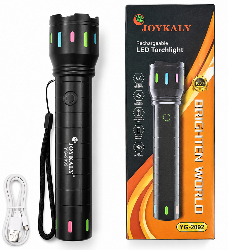Joykali YG-2091 Rechargeable LED Torch Light – Super Bright Flashlight